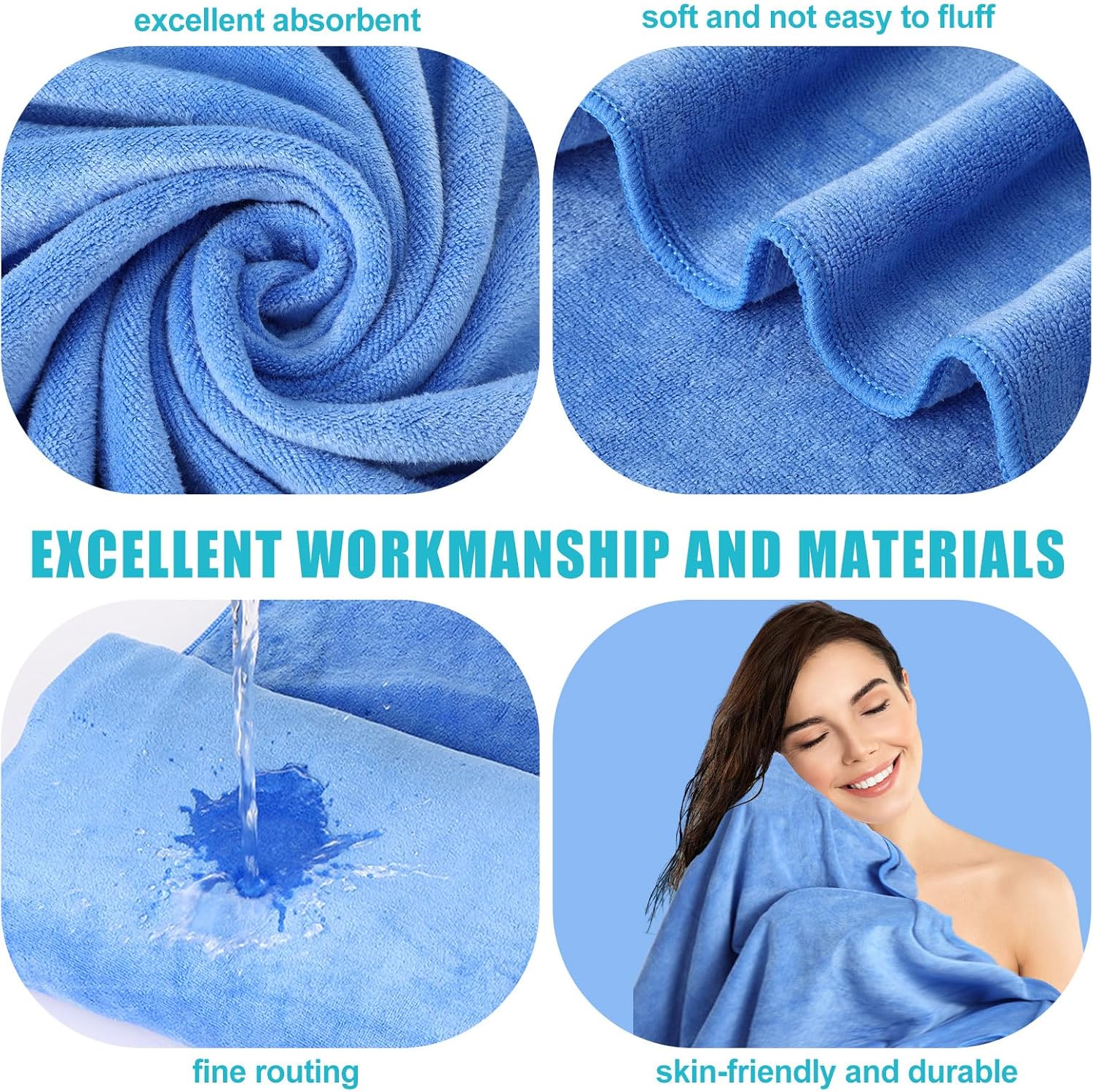 12 Pack Towel for Bath and Beach Set 23 x 47 Inch Microfiber Bulk Drying Towels with Maximum Absorbency Microfiber Cleaning Cloth Kit(Multicolor)