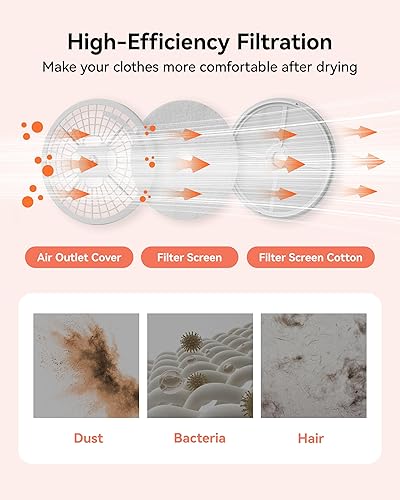 Miniatura 7 de Euhomy Secadora de ropa portátil de 1.5 pies cúbicos, secadora de ropa de 850 W con tambor de acero inoxidable, 4 funciones, control LED, secadora
