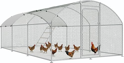 Miniatura 34 de Gallinero grande de metal para gallinero con cubierta residente de agua para casa de conejos, corral de pollo al aire libre para patio, techo