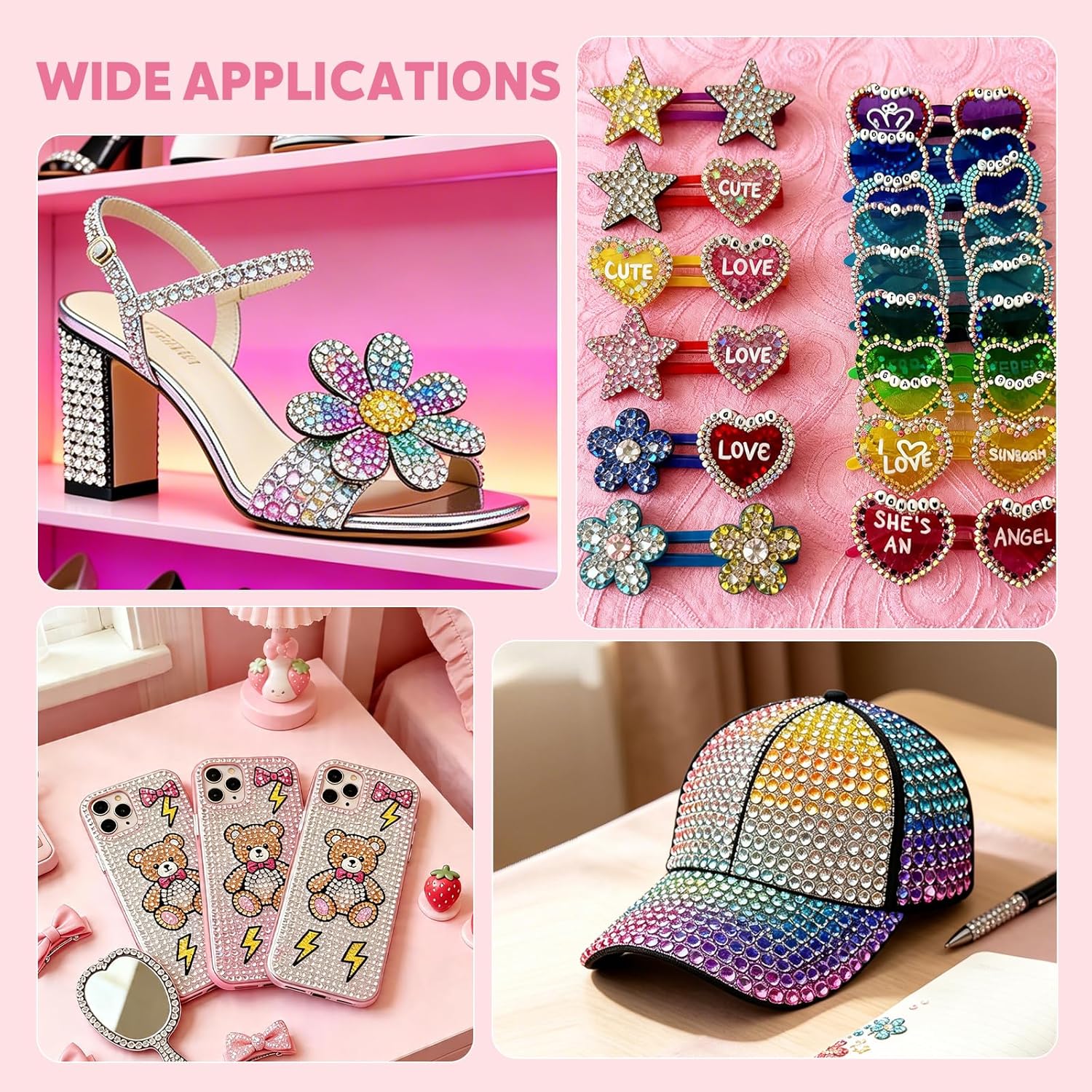 EBANKU Resin Jelly Rhinestones for Bedazzling and Diamond Art, 40000Pcs 3mm Bedazzler Kit with Rhinestones, 40 Colors Flatback Gems with 3Pcs B7000 Glue & Tweezers & Pick Up Pen