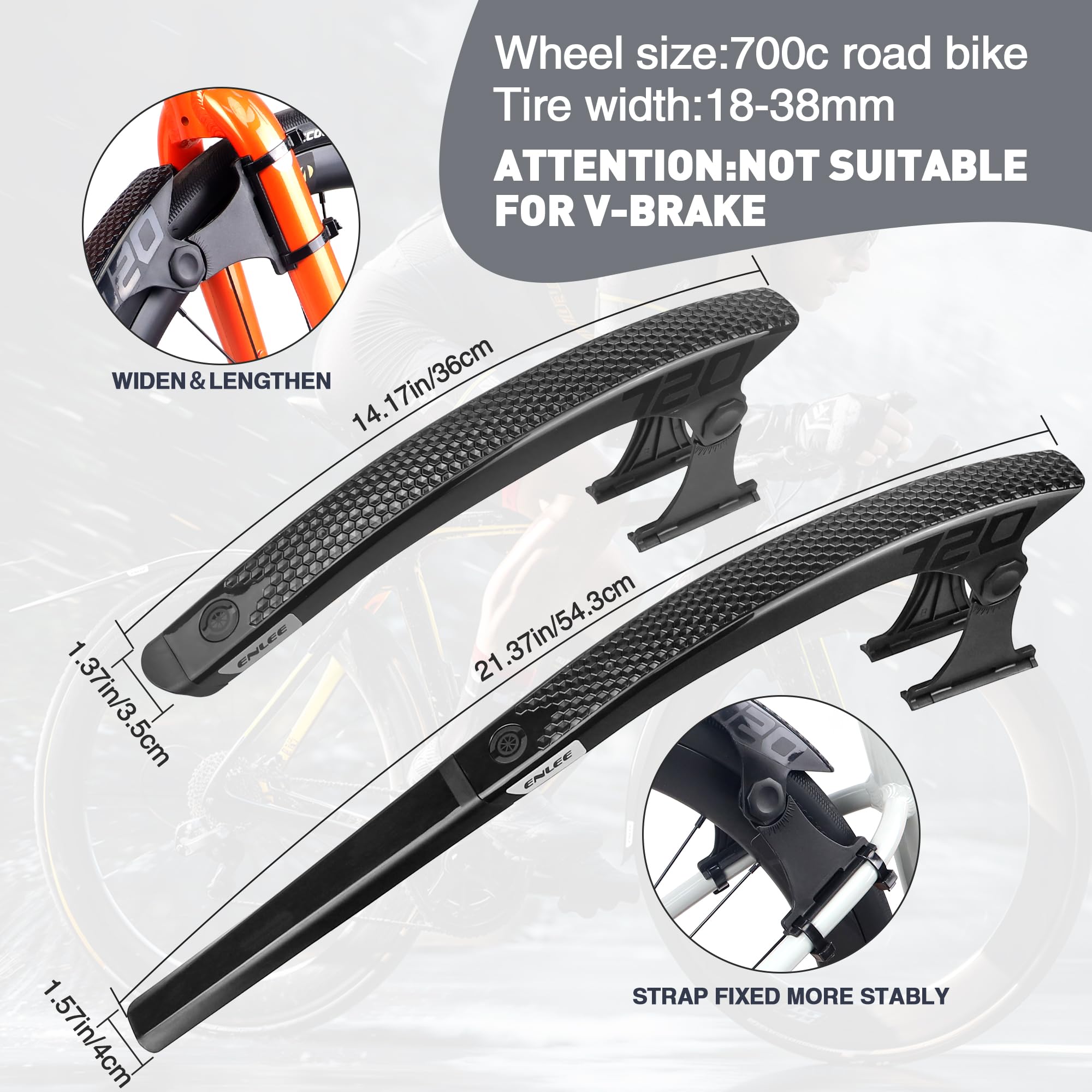 WEEROCK Road Bike Fender Rear Bike Fender for 700C Bike 1 PCS of Bicycle Mudguards, Black