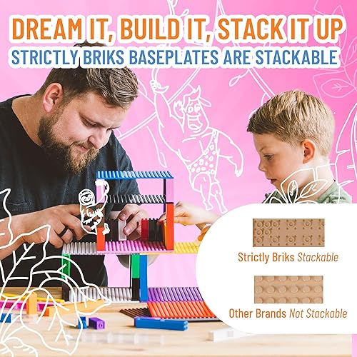 Miniatura 5 de Strictly Briks Placas base apilables clásicas grandes, para ladrillos de construcción, bases para mesas, tapetes y más, 100% compatibles con todas