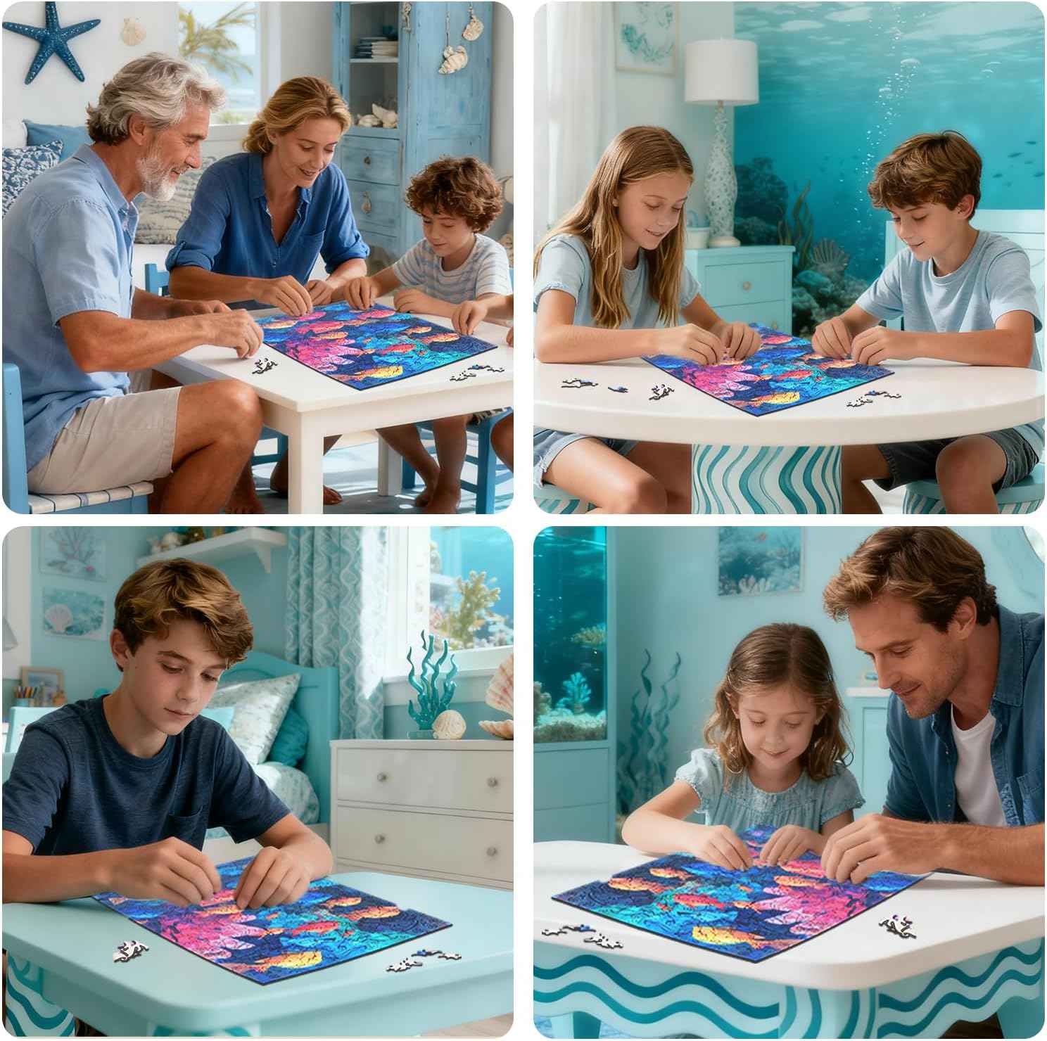 MEATRN Wooden Puzzles for Adults - Oil Painting Fish 500 Pieces Jigsaw Puzzle with Exquisite Wooden Box Packaging, Premium Gift for Puzzle Art Lovers, Fun Challenge Family Game, 13.3x17.7in