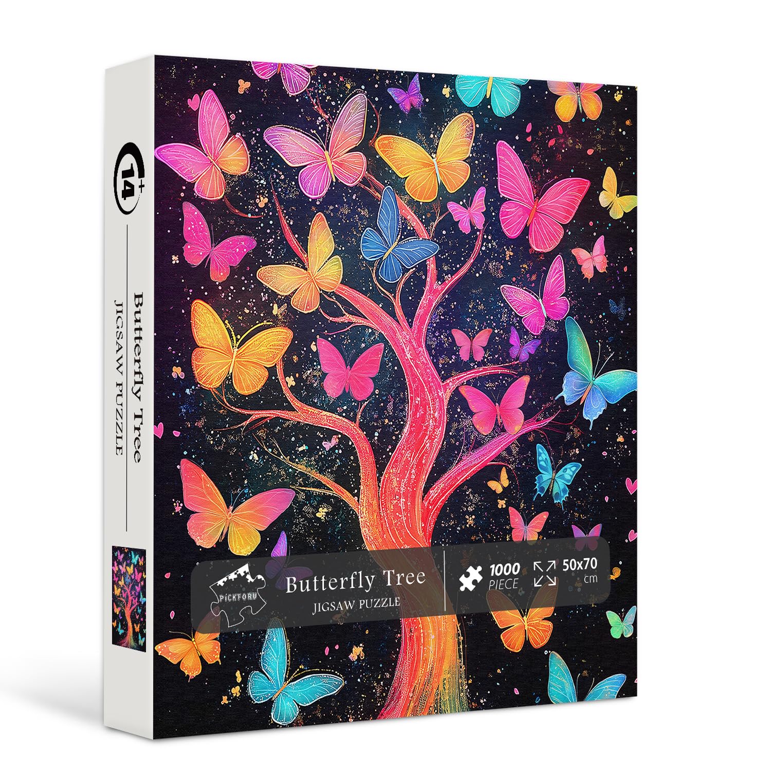 Butterfly Jigsaw Puzzles 1000 Pieces for Adults, PICKFORU Colorful Gradient Tree of Life Puzzle, Impossible Unique Dreamy Plant Theme as Wall Decor