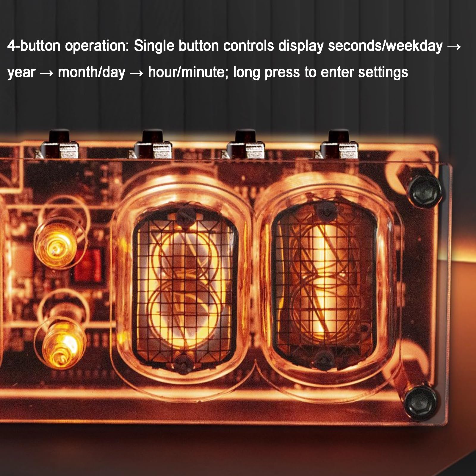 Nixie IN-12 rurki cyfrowe 4-bitowe LED zegar cyfrowy, efekty wizualne RGB, format 12/24 godziny, złącze USB typu C, kreatywna dekoracja biurka
