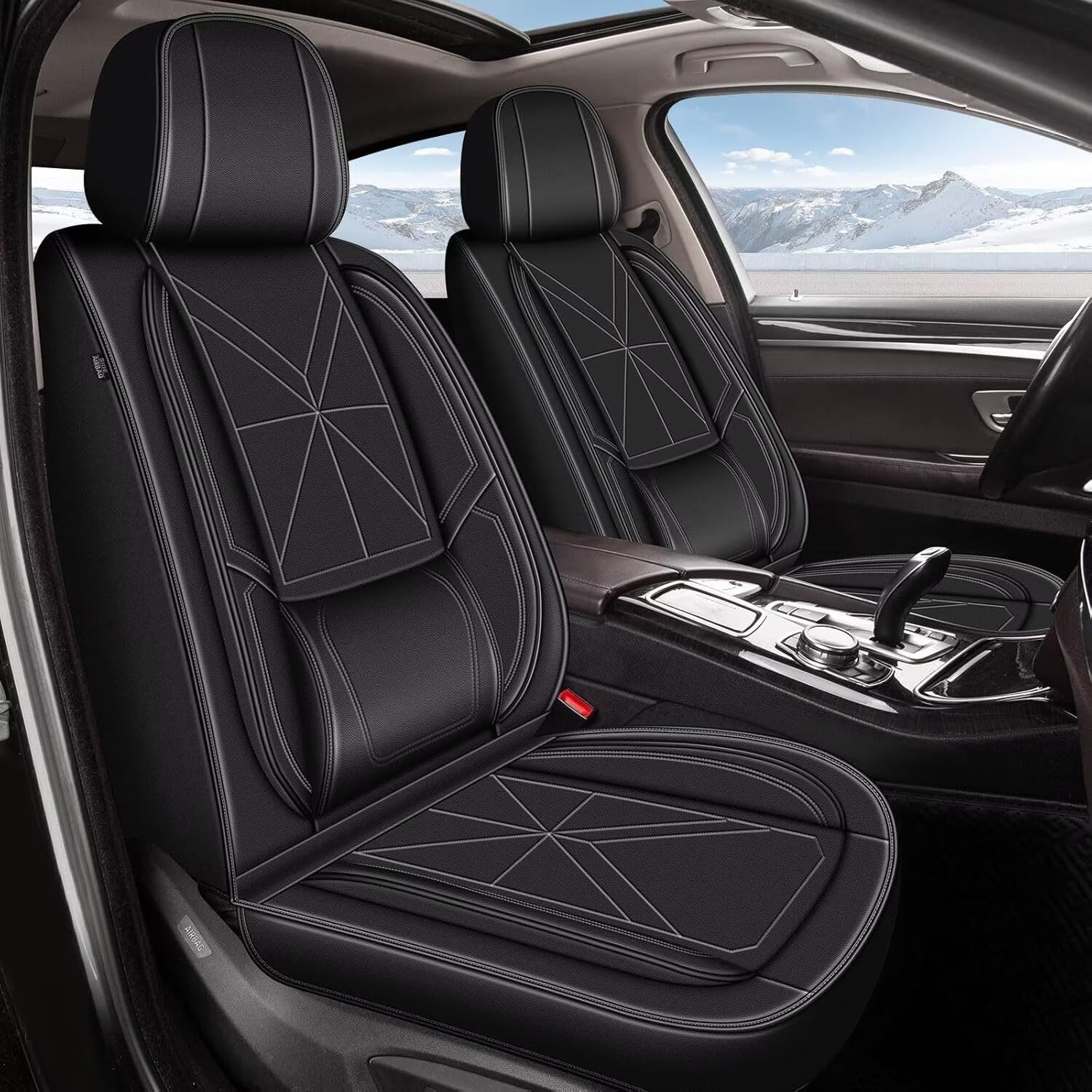 IKABEVEM Car Seat Covers Full Set Fit for Hyundai Tucson 2005-2025: 5 Seats Auto Interior Accessories, Faux Leather Waterproof Seat Cushions Vehical Cover (Black)