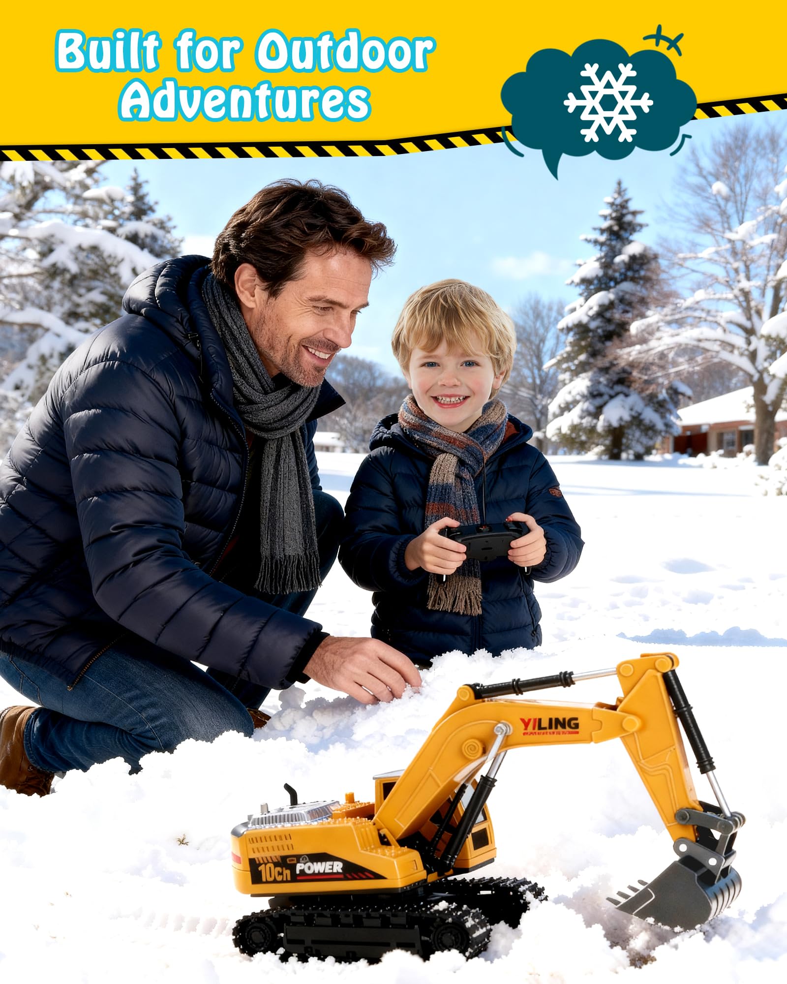 Pelleteuse Télécommandée pour Enfants 3-9 Ans, Engin de Chantier RC 2,4 GHz avec Lumière & Son, Jouet Pelleteuse Durable pour Intérieur & Extérieur