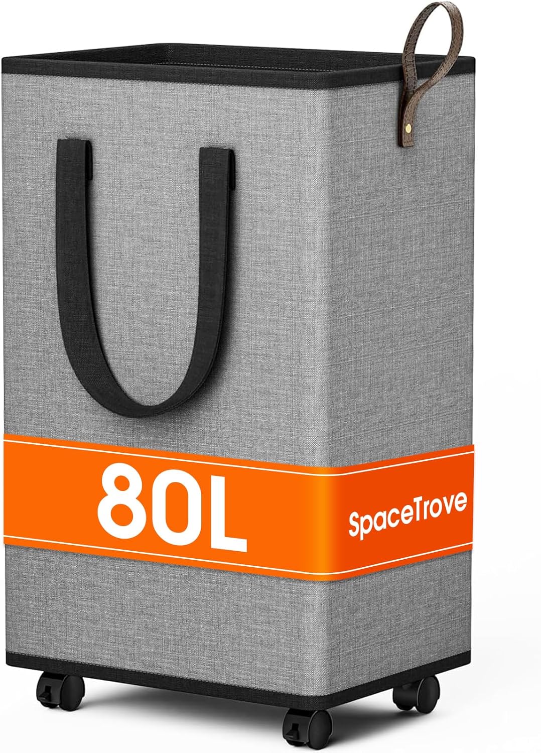 Laundry Basket with Wheels, Collapsible Laundry Baskets, Laundry Hamper with Handles Detachable Wheels, Rolling Laundry Basket, Dirty Clothes Hamper for Bathroom, Dorm, Bedroom, Grey, 80L Grey 80L