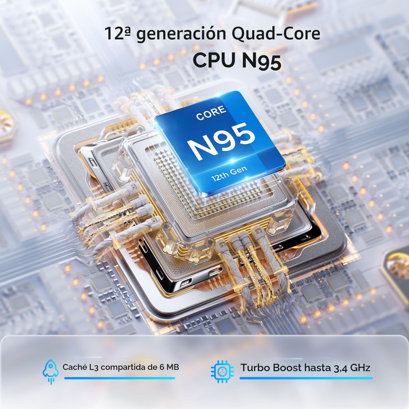 Ordenador portátil de 16 pulgadas, 16 GB DDR5 RAM, SSD PCIe NVMe de 1 TB, Windows 11, N95 de 12ª generación, hasta 3.4 GHz, IPS FHD de 16 pulgadas 1920 x 1200, batería de 68.4 Wh, cámara web de