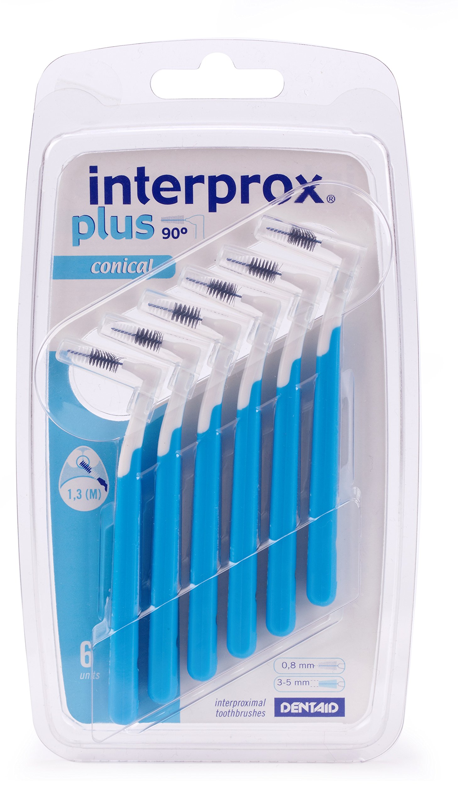 Interprox Plus 0.8mm Conical Interdental Brushes Blue (3 x Pack of 6)