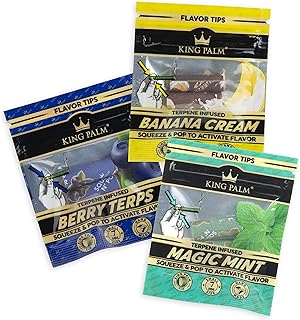 King Palm Flavors Filter Tips - Flavored Pre Rolled Tips - Corn Husk Pre Roll Filter Tip - Organic Rolling Paper Filter Tips - Terpene Infused Rolling Tips (Mixed Bundle)