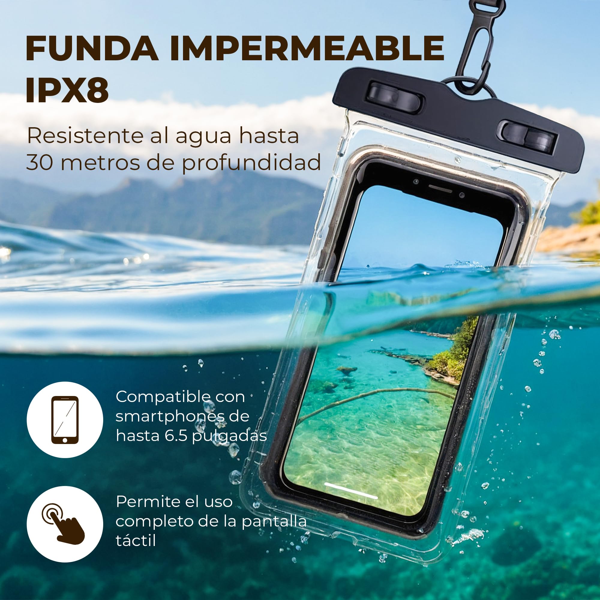 Nordlight Bolsa Estanca Impermeable + Funda para Móvil, Cierre Enrollable, Correa para Hombro | Drybag Mochila Impermeable Saco Estanco Bolsa de Transporte Náutica | Playa Sup - Amarillo, 30 litros