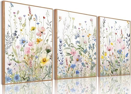 Miniatura 18 de Bwodke Arte Botánico de Pared Impresión de Plantas Florales de Acuarela en Lienzo Set de 3 Cuadros Enmarcados Pintura Verde Salvia Imagen de Hoja de