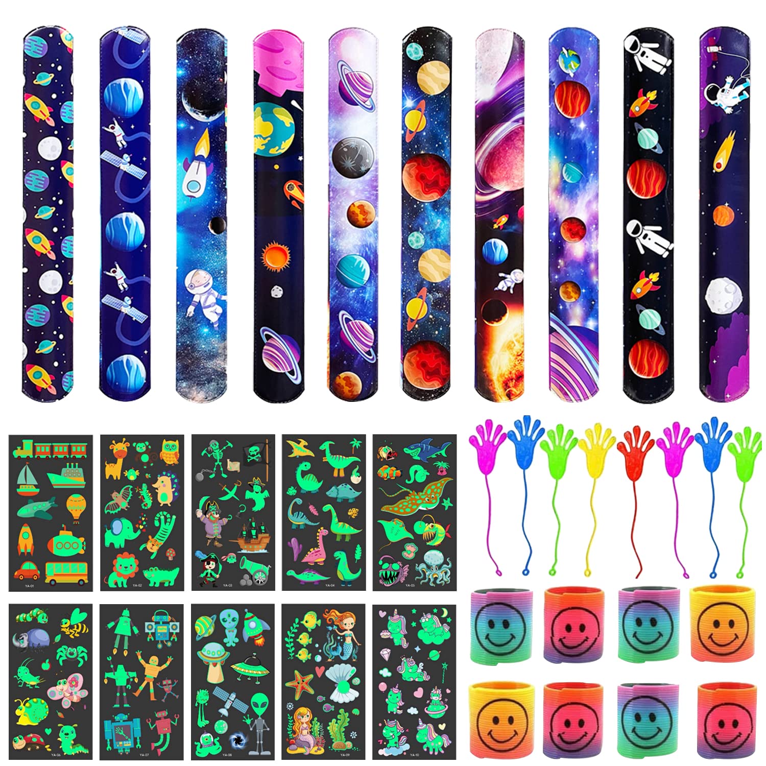 YISKY Pulseras de Bofetada, Slap Pulseras de Juguete, Pulsera Bofetada Niños, Cielo Estrellado Pulsera Bofetada Niños, Snap Bracelets, Banda de Pulsera Fiesta Cumpleaños de Infantil(36 Piezas)