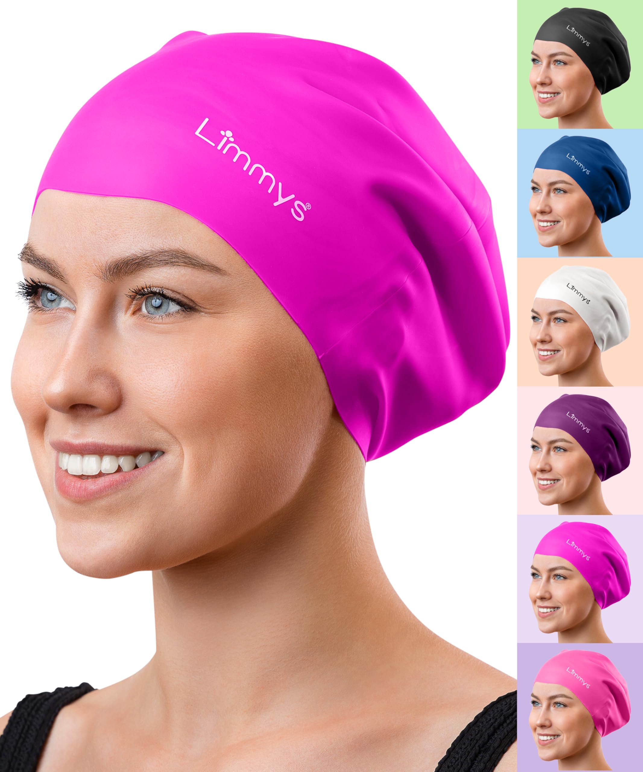 Limmys Cuffia Piscina per Adulti con Capelli Lunghi - Cuffia Piscina Donna e Uomo 100% Silicone - Cuffia Nuoto di qualità Superiore, Elastica e Comoda - Disponibile in Diversi Meravigliosi Colori