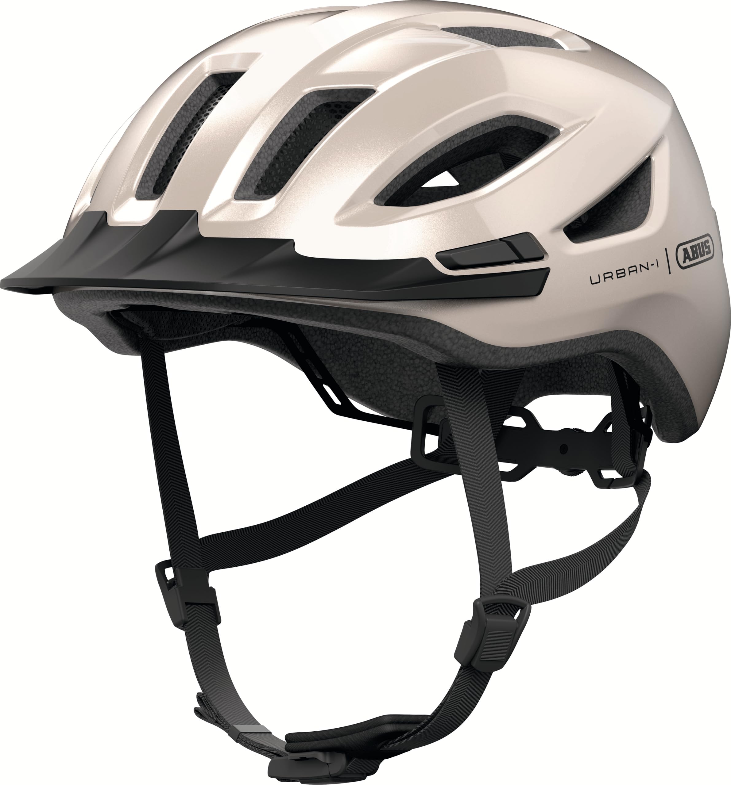 ABUS Casque de vélo Urban-I 4.0 - Casque de vélo avec feu arrière Rechargeable, 2 Modes d'éclairage, visière, Ouverture pour Tresses et Fermeture magnétique - pour Adolescents, Femmes et Hommes