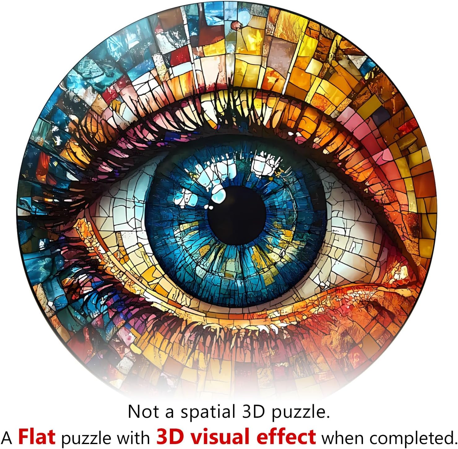KAAYEE Wooden Jigsaw Puzzles-Wooden Puzzle Adult Unique Shape Advanced Stained Glass Eyes Wooden Jigsaw Puzzle for Adult, Puzzles Wood Puzzle (M for Over 16 Years Old)