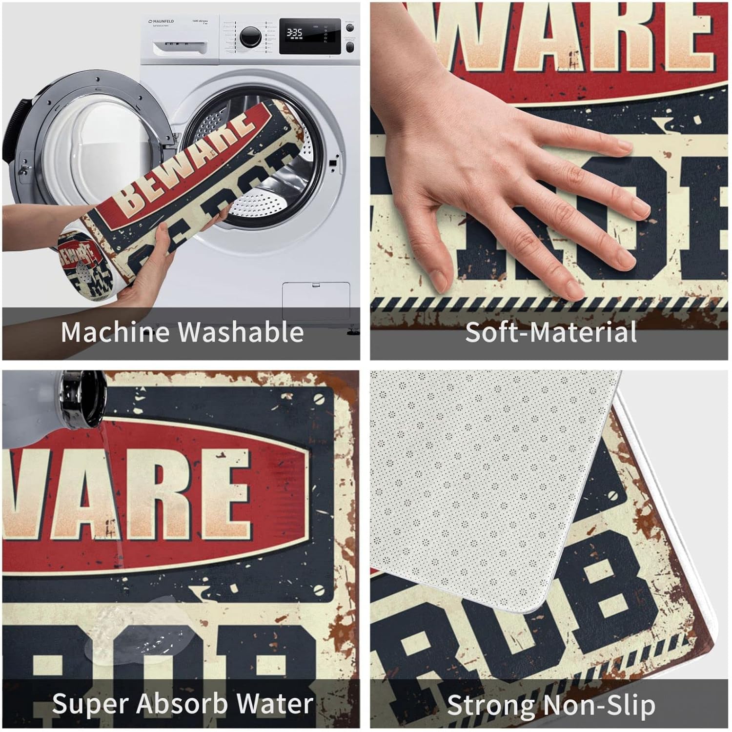 Doormat Fall Beware of Rob Doormat Decor for Bedroom Farmhouse Front Door Mat (Size : 65X90CM)