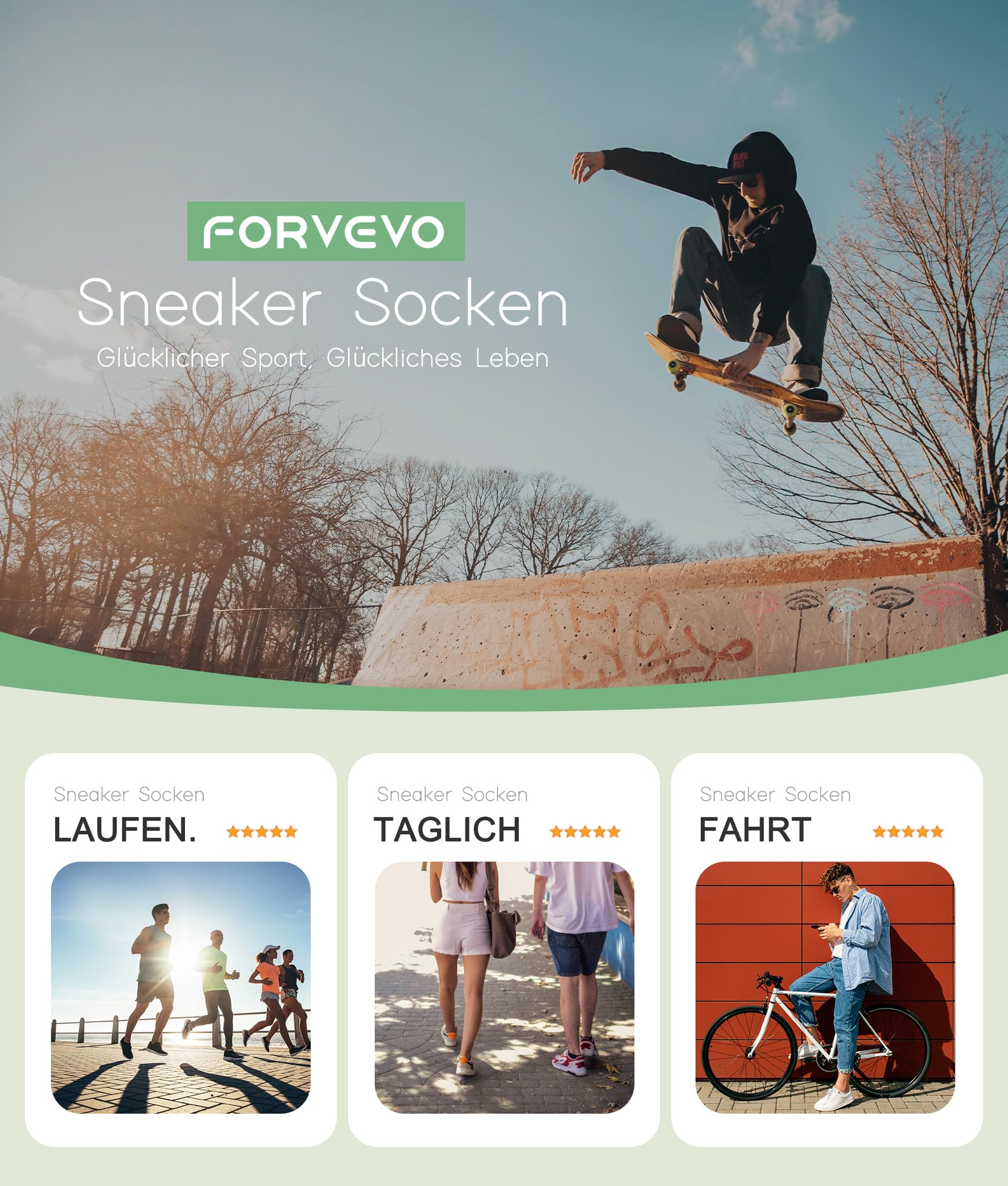 FORVEVO Chaussettes Homme Femme 10 Paires, Chaussettes de Sport en Coton Respirant Running