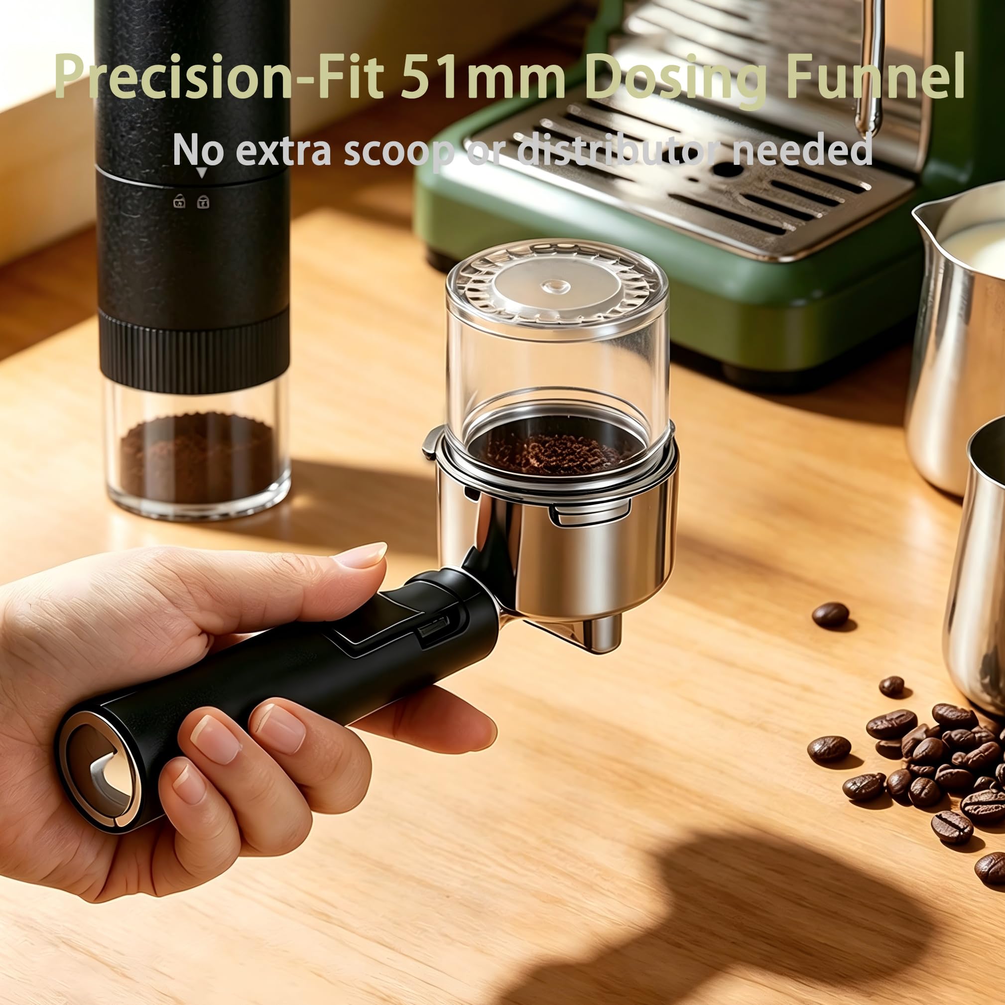 Molinillo de café eléctrico con esfera interna continua, rebaba CNC de doble rodamiento para molienda ultrafina de malla 50, motor silencioso con antiatascos inversos, capacidad de 20 g, se adapta a