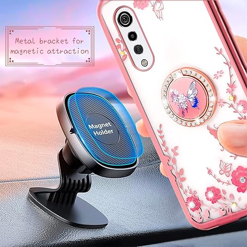 Miniatura 2 de Funda para teléfono LG Velvet 5G (LM-G900), para LG Velvet 5G UW, linda funda delgada de TPU de lujo con purpurina para mujeres y niñas, con soporte