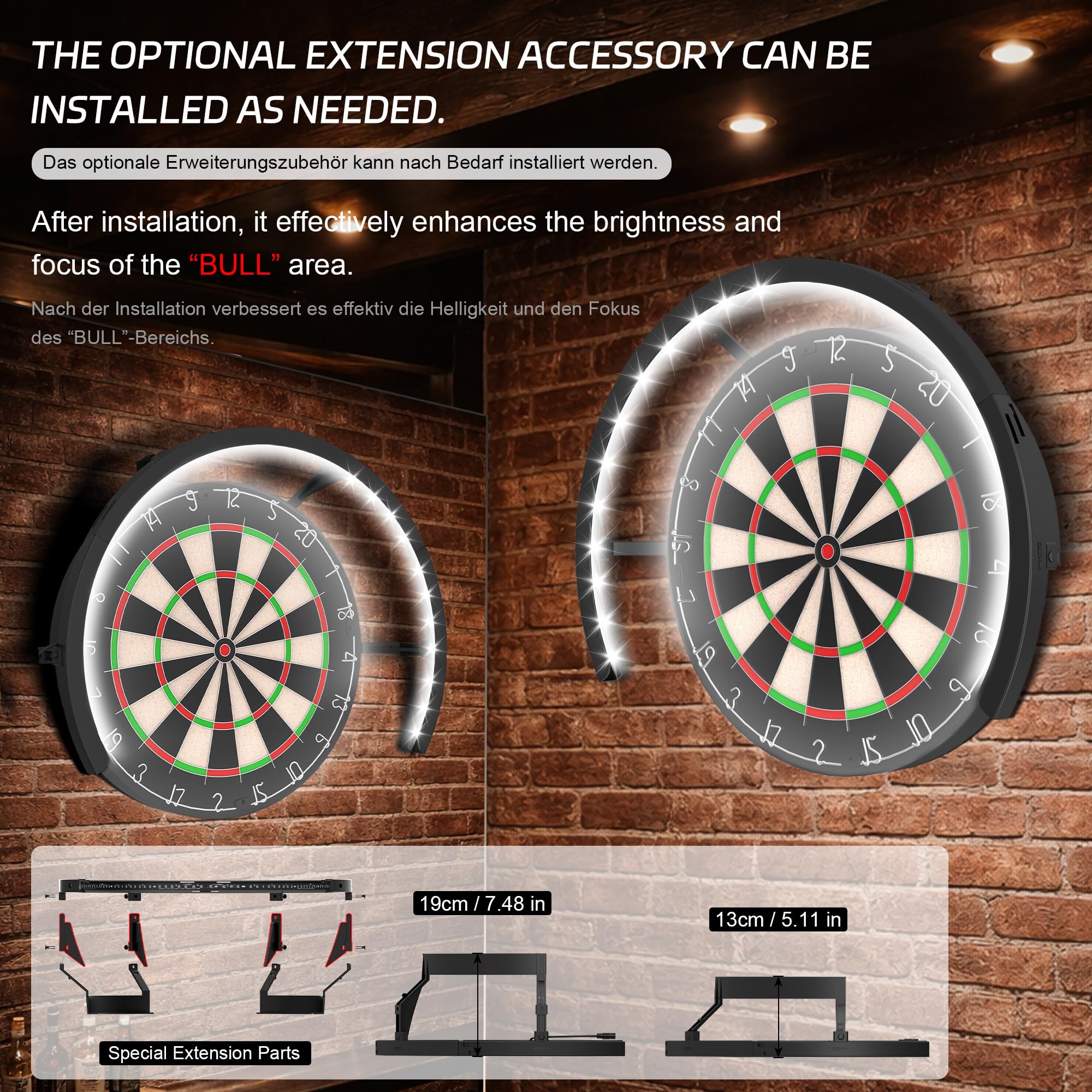 CyeeLife Dartboard Lighting System, Éclairage pour Cible de fléchettes, Anneau Lumineux LED Blanc pour Cible de fléchettes, Système d'éclairage LED pour Cible de fléchette