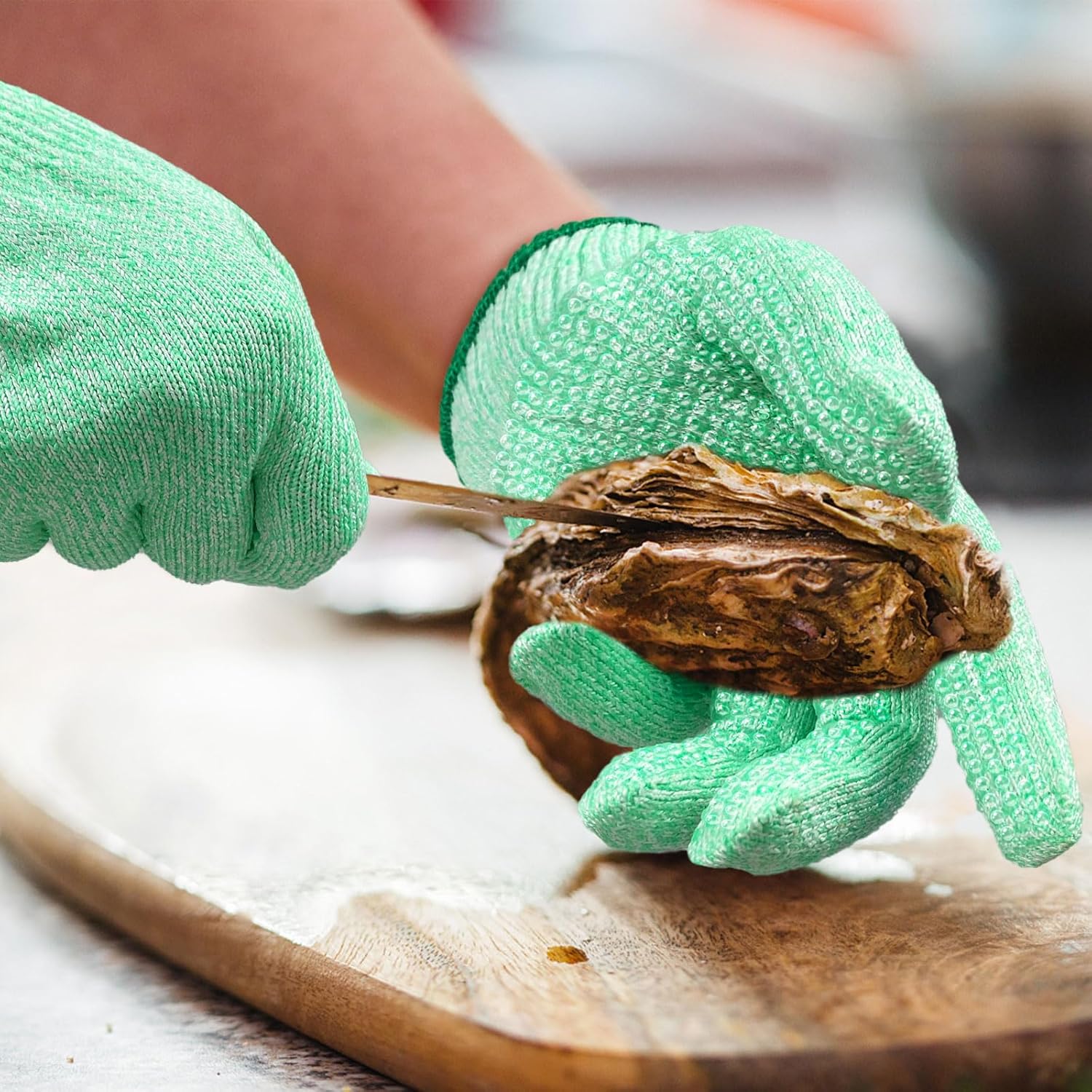 Evridwear Cutting Gloves Level 5 Cut Resistant, Food Safe Gloves with Non-Slip Grip for Kitchen, Meat Cutting & Mandoline Use, 2 Pairs (S, Green + Gray) - Image 8