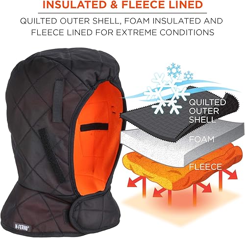 Miniatura 2 de Ergodyne N-Ferno 6867 - Forro de invierno para casco, aislado, forro polar, longitud de hombro, paquete de 2, color negro
