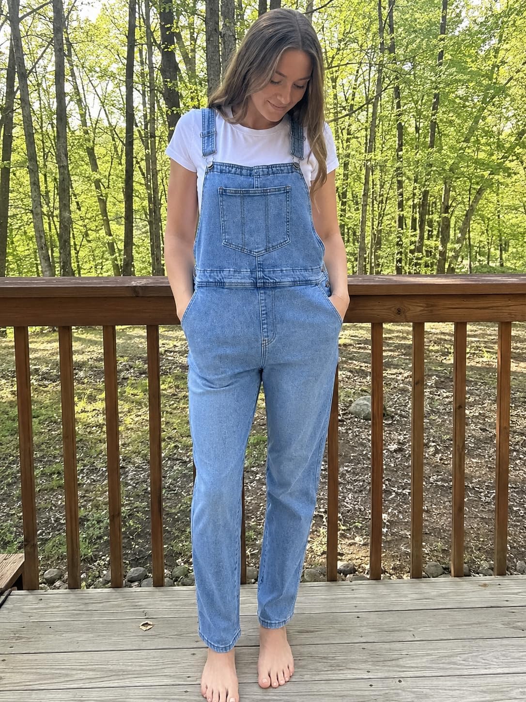 Women's Casual Stretch Adjustable Denim Bib Overalls Jeans Pants Jumpsuits