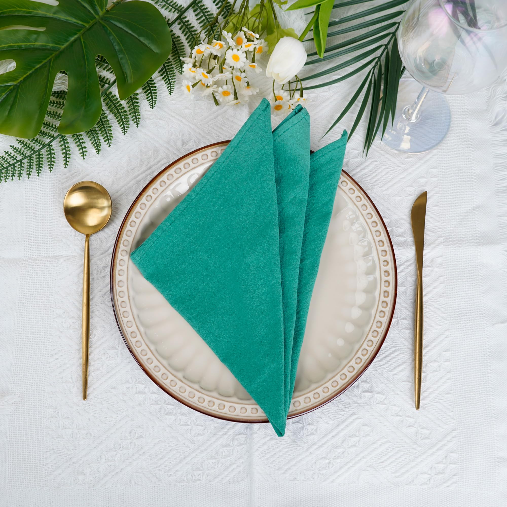 INFEI Serviettes de Table en Tissu de Couleur Unie, Lot de 12 (16,9 x