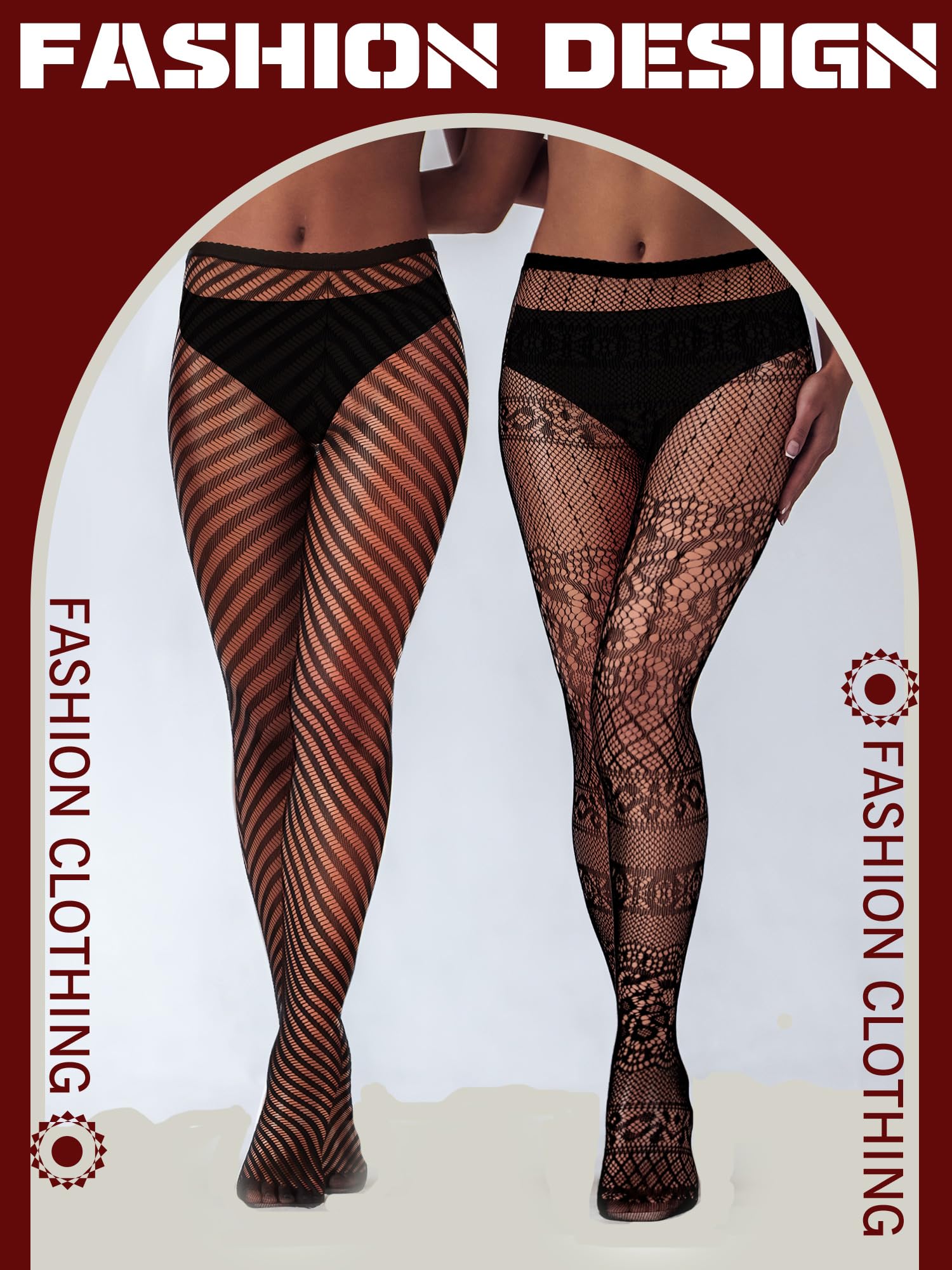 Skylety 6 Pairs Women Plus Size Fishnet Suspender Pantyhose Thigh High Stocking Garter Belt Lingerie Tights for Women S-XXXL