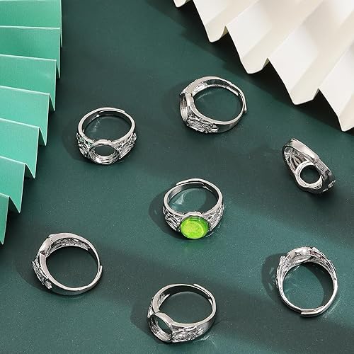 Miniatura 5 de CHGCRAFT 10 piezas de anillos en blanco de latón ajustables Platino Plano Redondo Base de Anillo Ajustes en Blanco para Anillos Suministros de