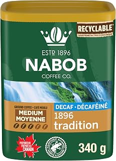 Nabob Medium Roast Swiss Water Decaf 1896 Tradition Ground Coffee, 340g Canister