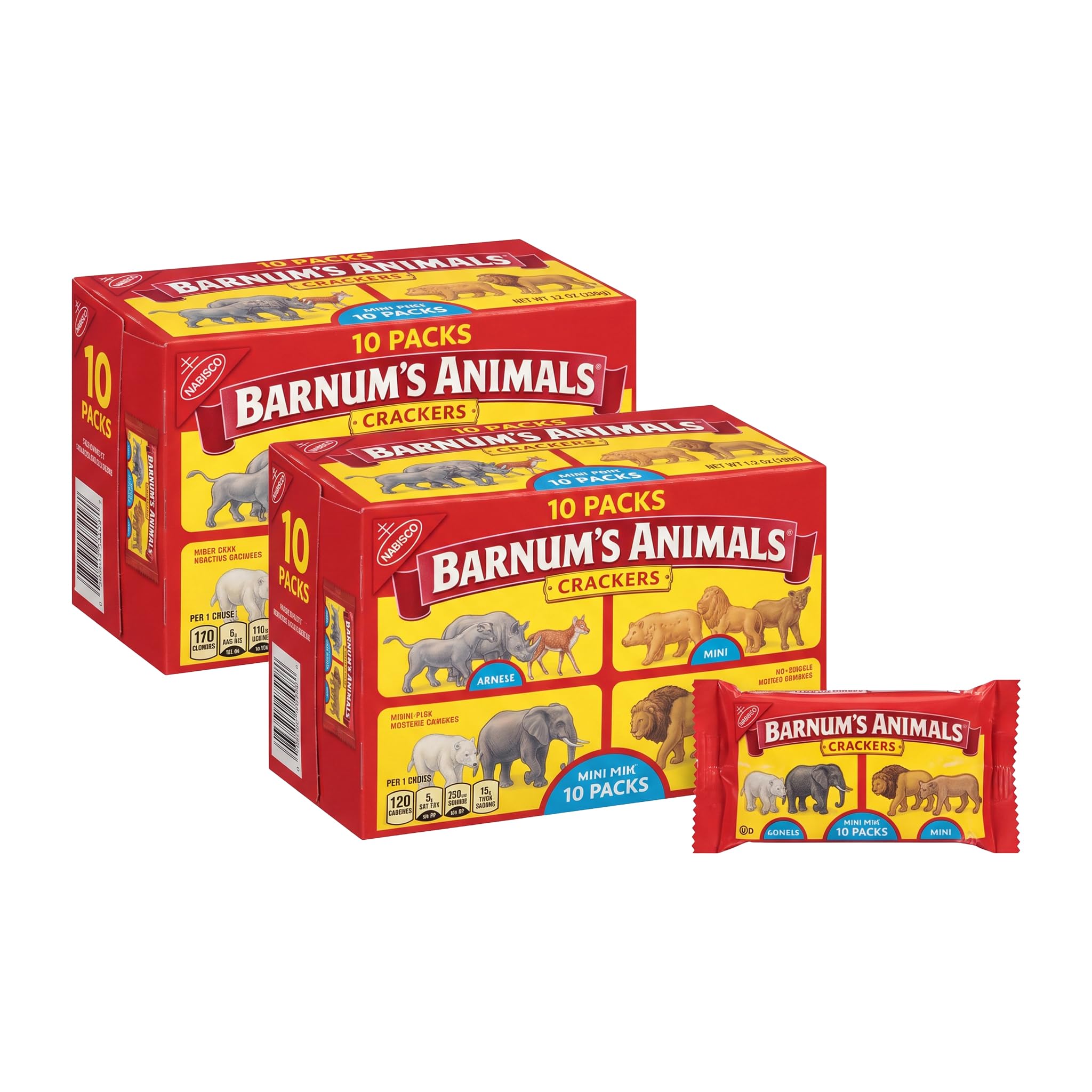 BARNUM'S Original Animal Crackers,Kids Snacks,10 Snack Packs,(Pack of 2)