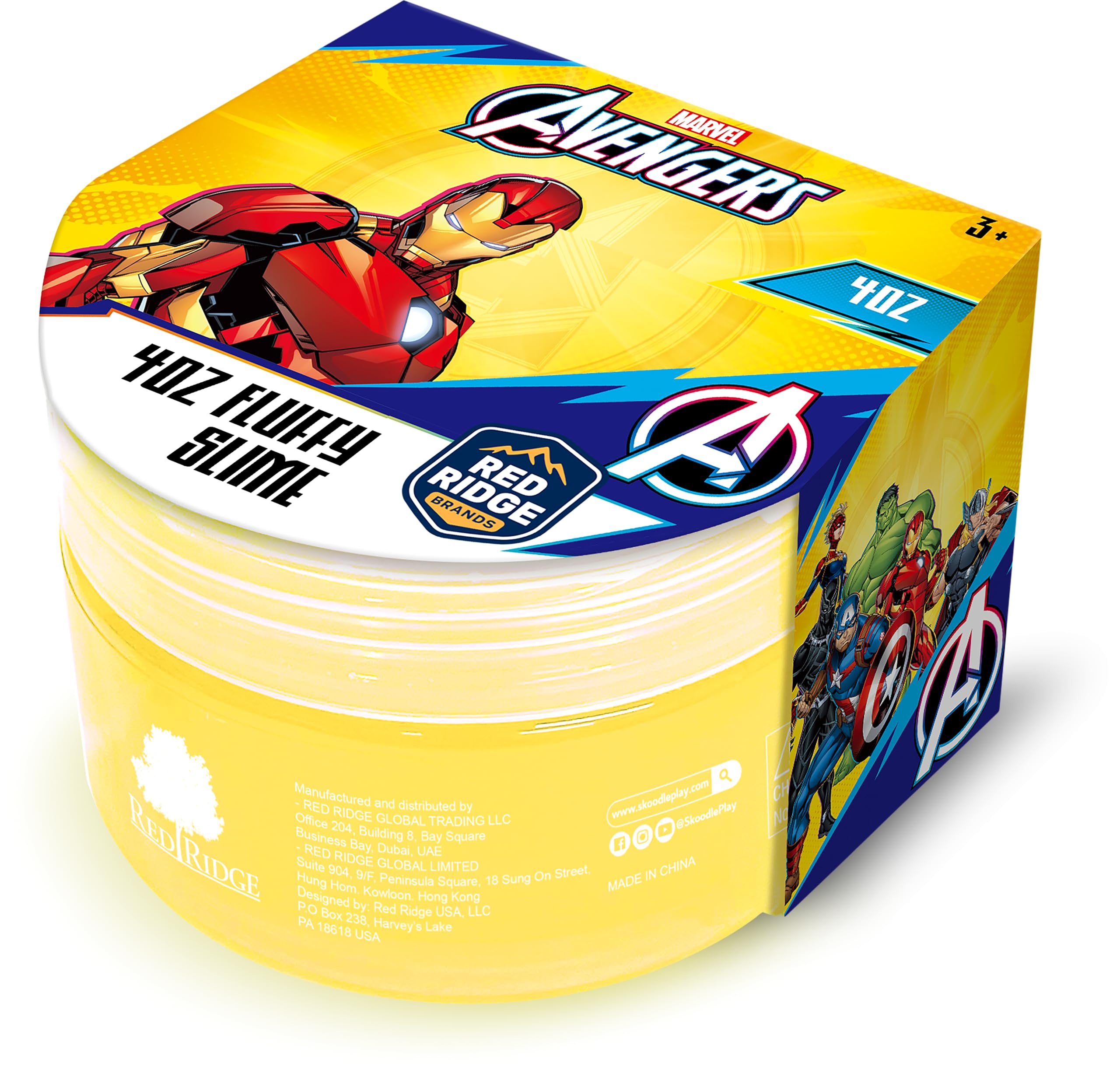 Slime Squad Avengers 4oz Fluffy Slime |Soft, Stretchy & Non-sticky Slime For Kids & Adult | Fun Sensory & Stress Relief Toy | Yellow | Age 3+ Year