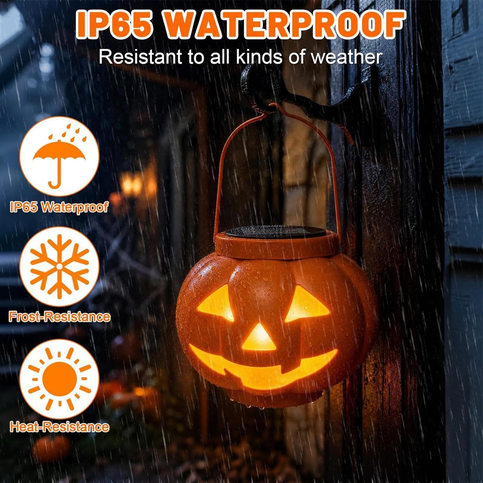 Lanterna Solare A Forma Di Di Halloween Lampada Spettrale Impermeabile | Lanterna Solare da Esterno per Autunno Ringraziamento Giardino Cortile Sentiero Prato Albero
