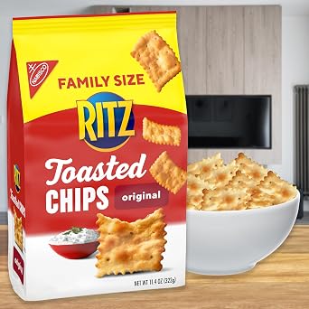 RITZ Toasted Chips Original Crackers, Party Snacks, Family Size, 11.4 oz