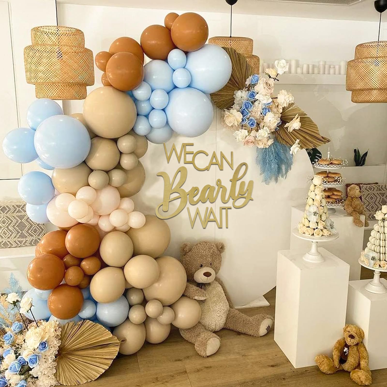 Snapklik.com : We Can Bearly Wait Sign Gold Teddy Bear Baby Shower ...