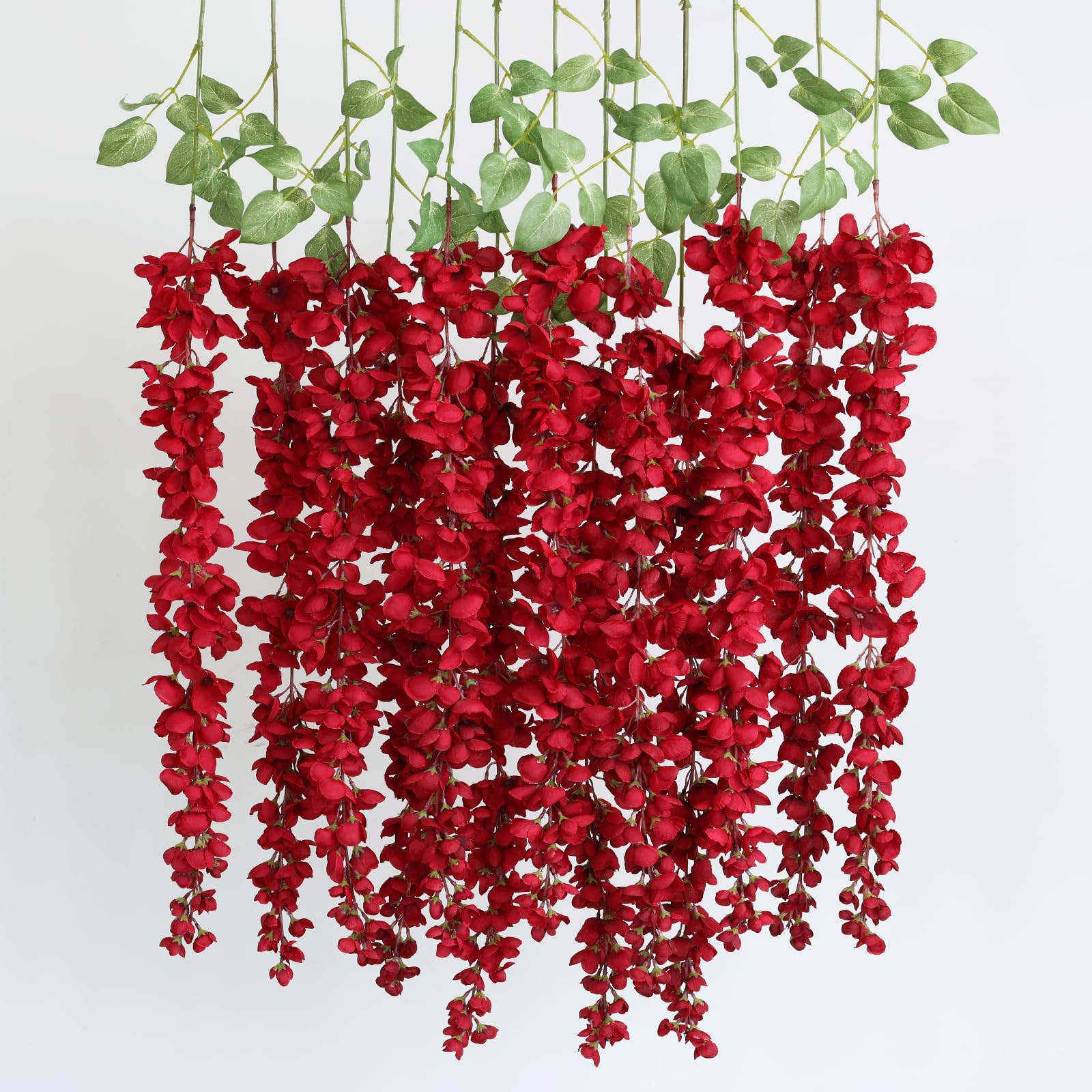 mizii Weinrote Glyzinie, hängende Blumen, 121,9 cm, Seide, Glyzinie, künstliche Blumen, Girlande, Reben, künstliche hängende Blumen, Dekoration für Hochzeit, Wand, Hintergrund, Tafelaufsätze,
