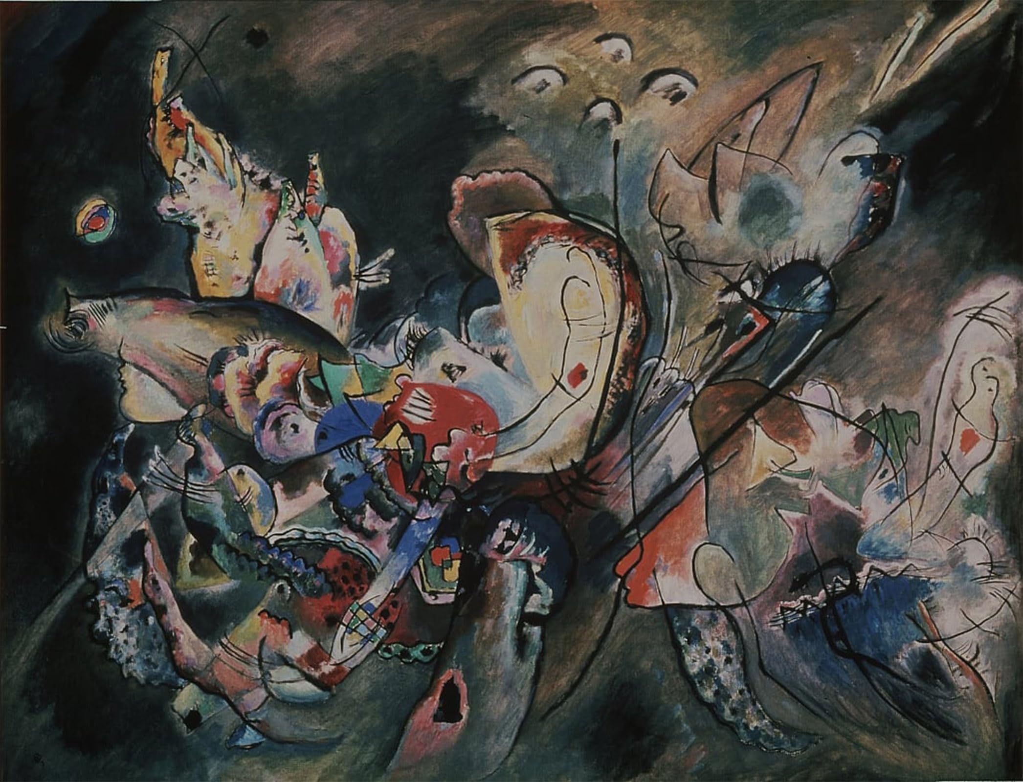 SERENDIPITP Vintage Picture Print on Canvas Wall Art Poster Gloomy. Composition Nr. by Wassily Kandinsky Artwork Print Poster for Wall Decor 60x90cm