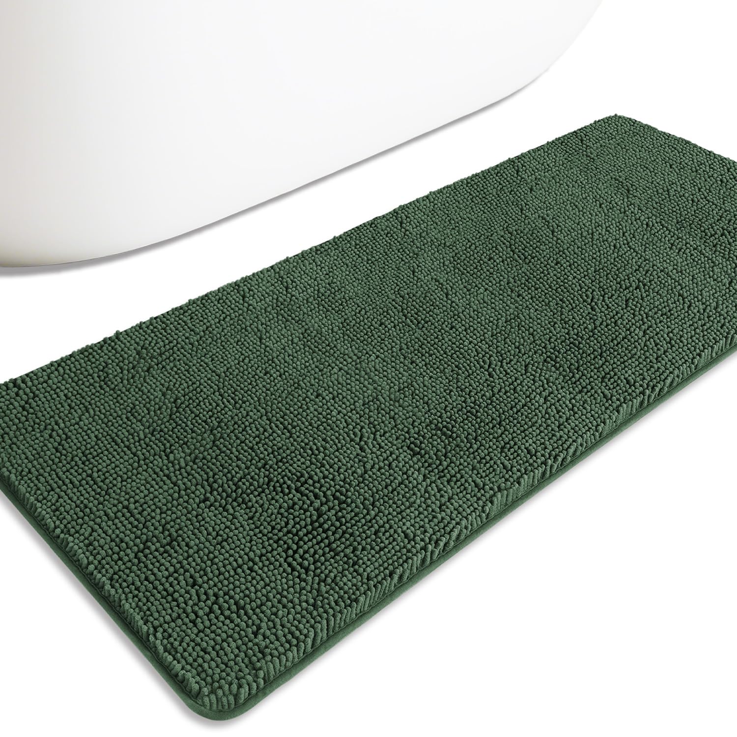 PureSwan Bathroom Runner Rug 24 x 60 Inch – Extra Large Long Bath Mat | Absorbent and Washable Thick Chenille Bath Rug Non-Slip Runner Rug for Bathroom, Shower, Sink(Hunter Green)