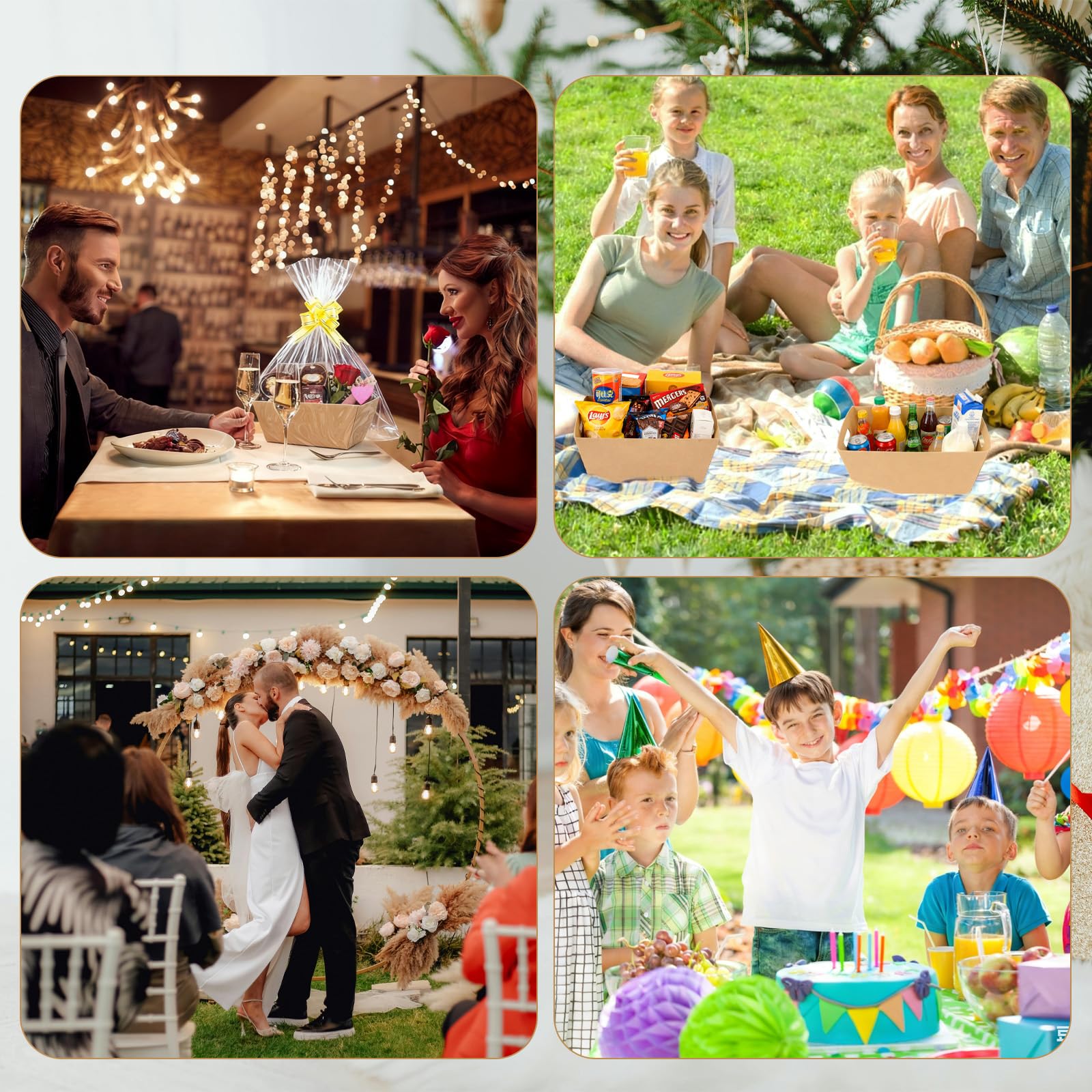 Set di 8 cesti regalo vuoti, in carta kraft spessa, con 10 fiocchi, 10 sacchetti regalo, grandi scatole regalo da riempire per Natale, San Valentino, compleanno, Ringraziamento, matrimonio