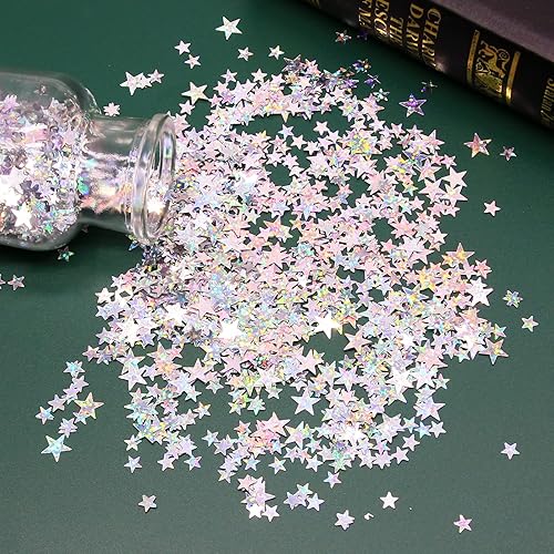 Miniatura 8 de 3.52 oz / 100 g de confeti de estrella plateada, confeti de mesa de estrella, estrella con purpurina centelleante, purpurina de confeti, decoración
