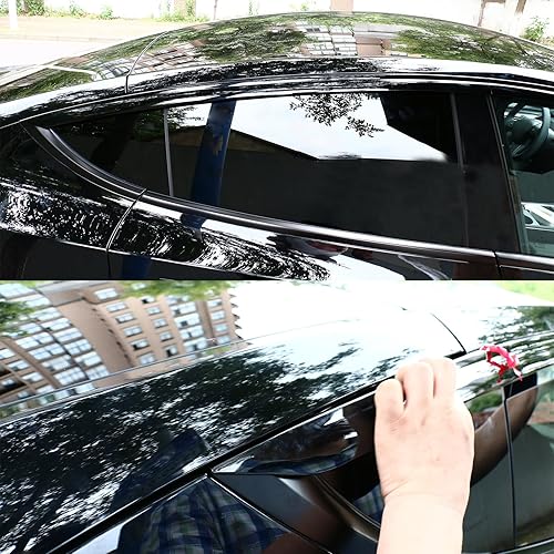 Miniatura 2 de FREEMOTOR802 Viseras de ventana adhesivas compatibles con Tesla Modelo Y 2020-2023, deflectores de viento laterales, protectores de lluvia, viseras