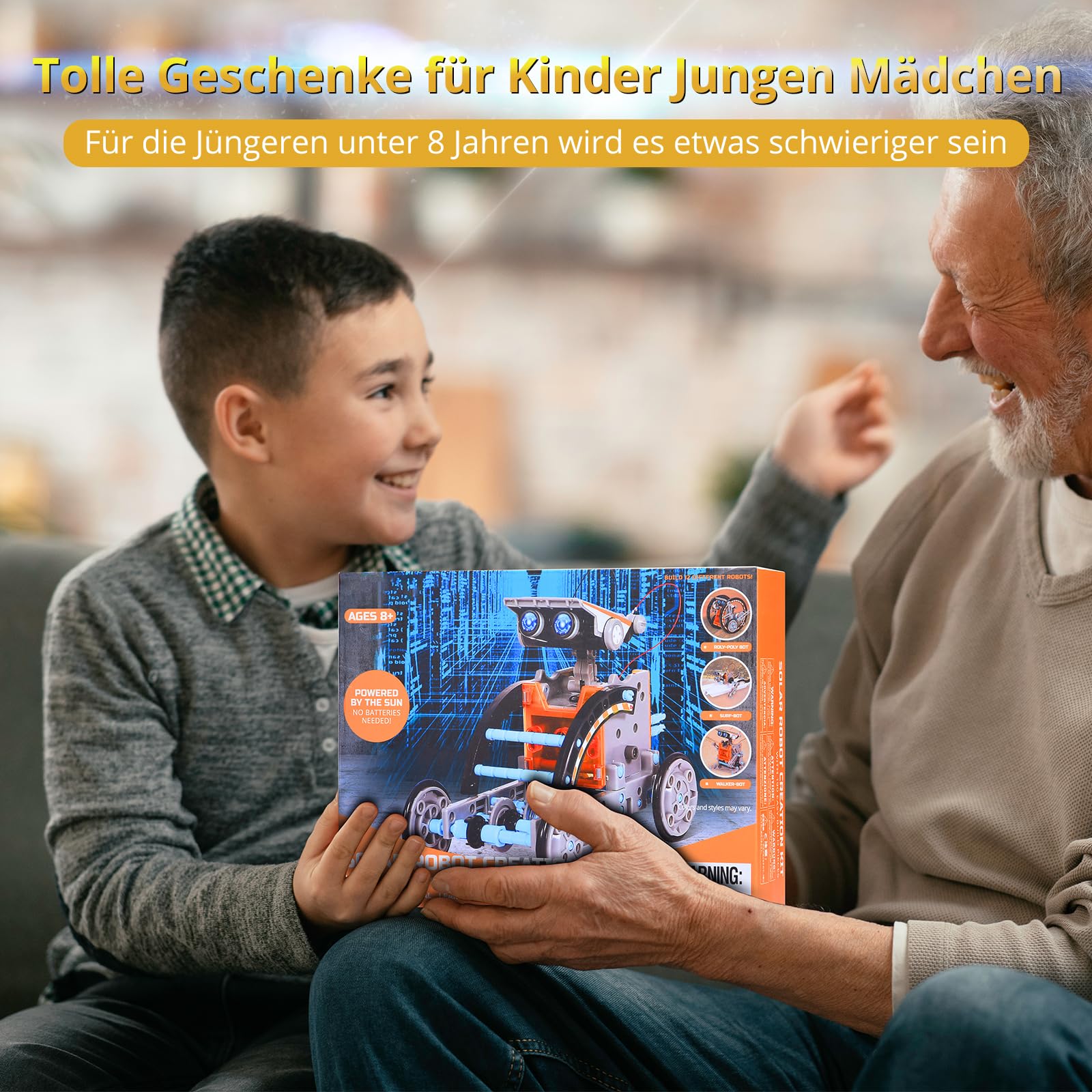 Solar Roboter Spielzeug ab 8 Jahre,OMWay 12-in-1 STEM Experimente für Kinder Alter 9 10 11 12,Konstruktionsspielzeug Bausatz,Geschenke Spielzeug für 13 14 Jährige Junge Mädchen, Grau