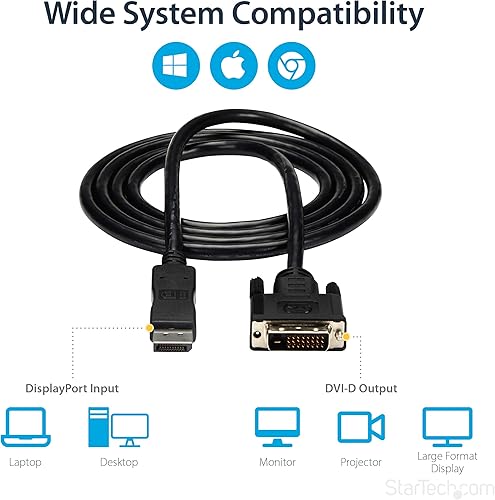 Miniatura 5 de StarTech.com cable conversor de adaptador de video DisplayPort a DVI - MM DVI 6 ft Negro