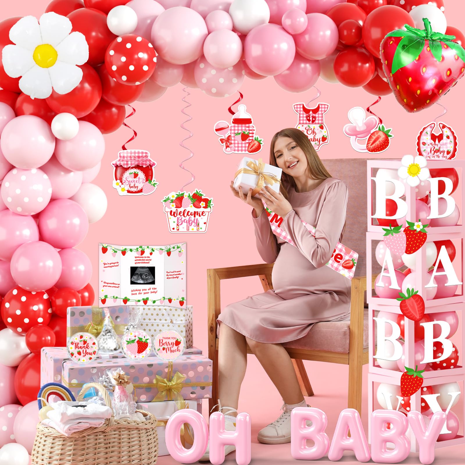 Cherry Party Decorations Kit - 'She's The Cherry On Top' Theme, 48 Pcs, Includes Banner, Flags & Balloons For Girls Birthday Or Summer Party - View #7