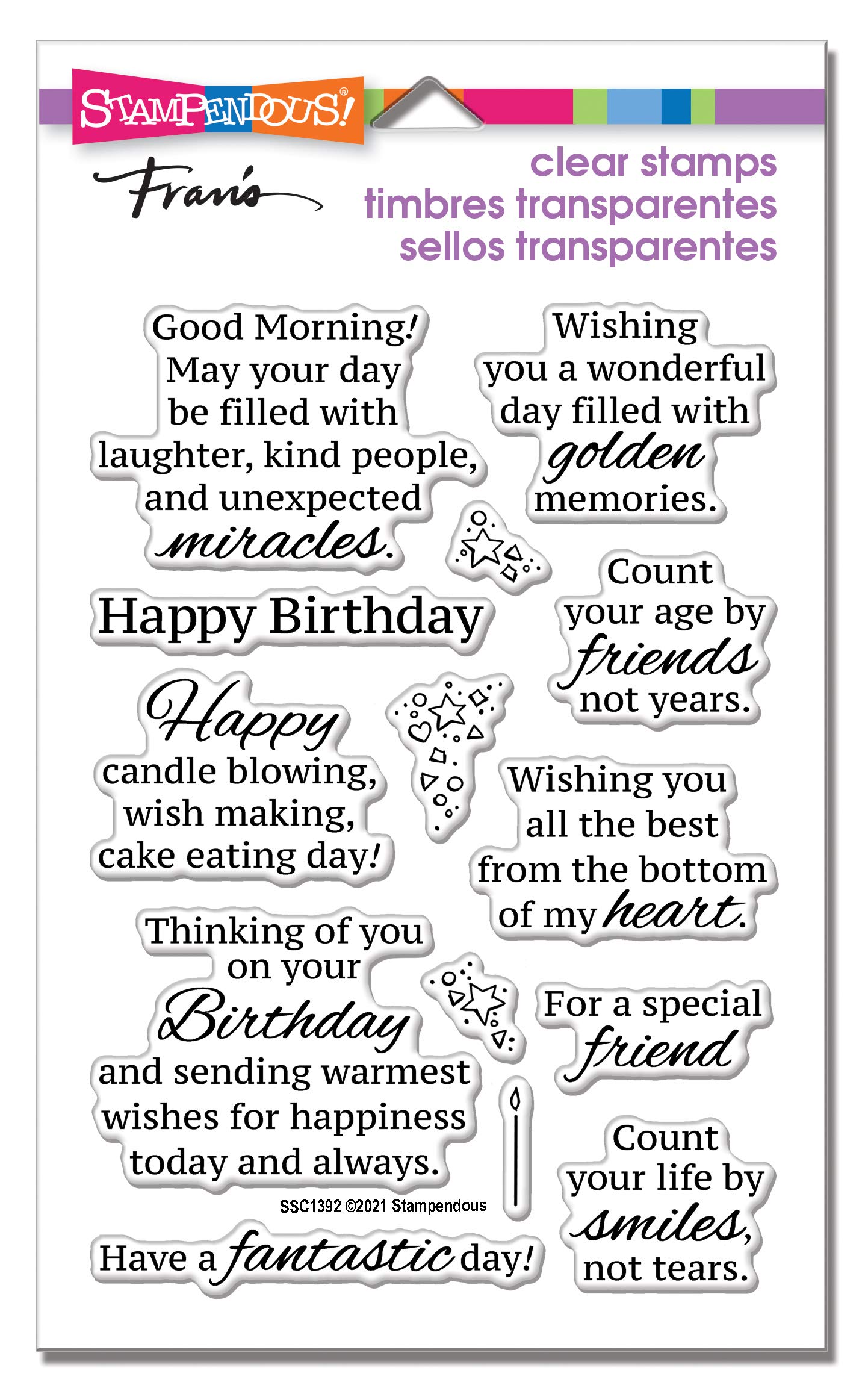 Stampendous White Birthday Smiles Perfectly Clear Stamps Set