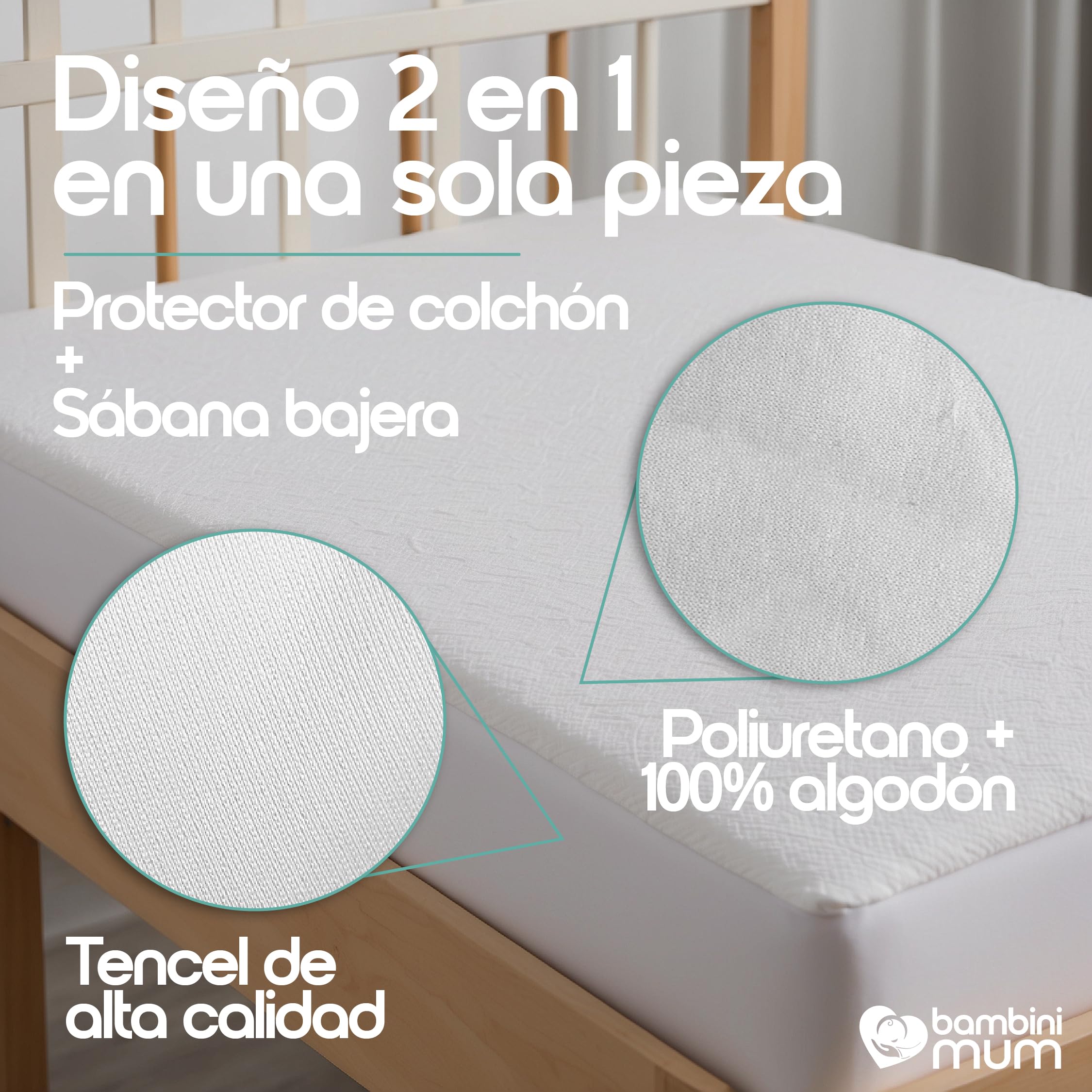 Packung mit 2 Stück, 50 x 80 cm, Matratzenschoner für Babys, milbendicht, wasserdicht, atmungsaktiv, 100 % Baumwolle, saugfähig und leise, OekoTex®