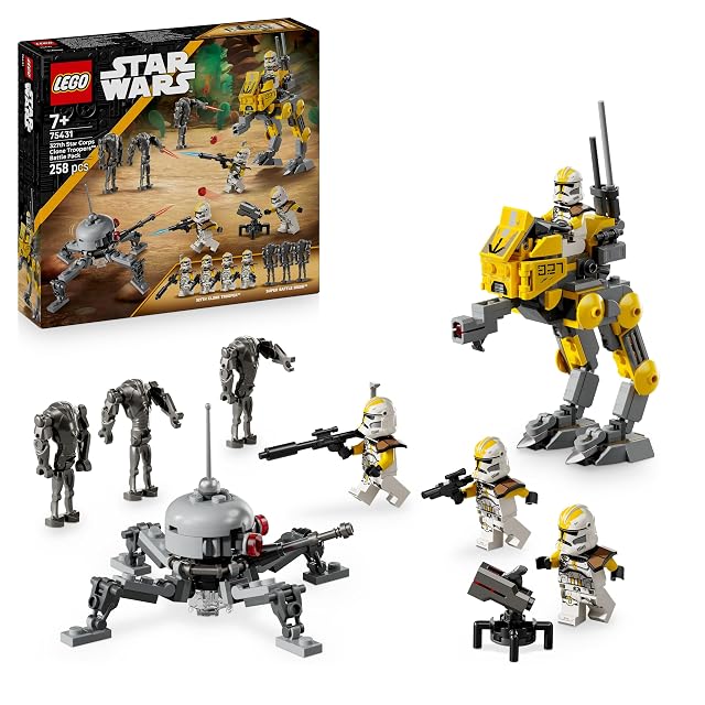 LEGO Star Wars 75431 Pack de Combate: Soldados Clon del 327 Cuerpo Estelar - Juguete de Colección con 4 Minifiguras, 3 Droides y AT-RT - Regalo para Niños de 7+ Años Fans de La Venganza de los Sith